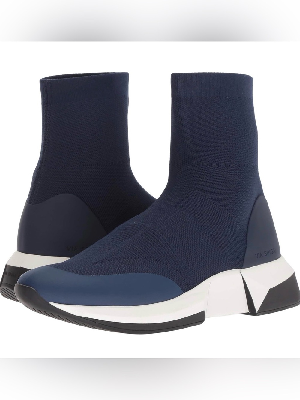 Via Spiga Verion High Slip-On Sock Active Fashion Sneaker Knit Boots Blue (8.5)